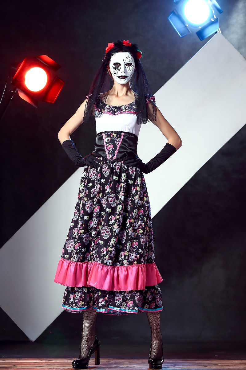 F1653 Spanish Lady Day Of Dead Costume